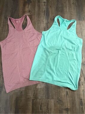 2 ZYIA Seamless Racerback Tank - Dusty Rose & Mint